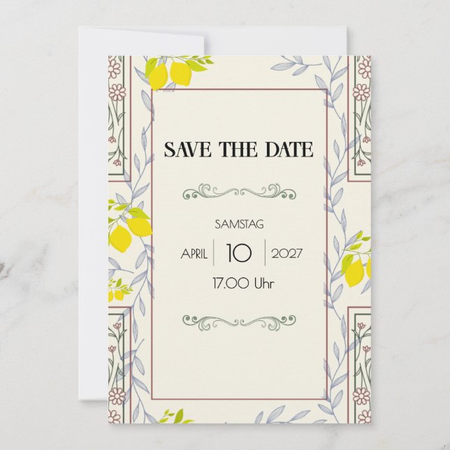 Minimalist Vintage Botanical Save the Date (Back)