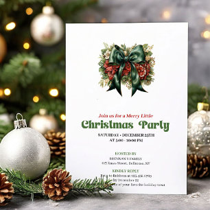 Minimalist Vintage Christmas Bow Ribbon Gathering Invitation