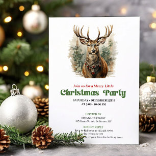 Minimalist vintage Christmas deer party invite