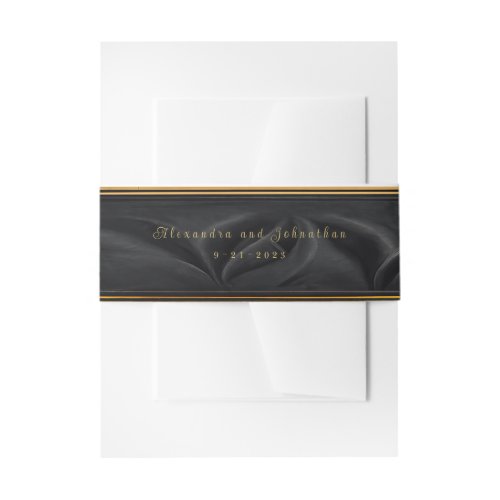 Minimalist Vintage Elegant Black Velvet Invitation Belly Band