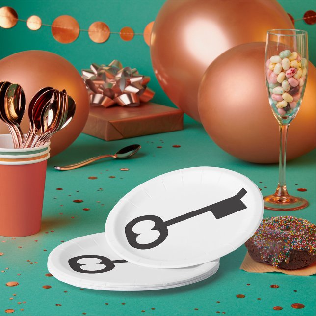 Minimalist Vintage Key Silhouette  Paper Plates (Creator Uploaded)