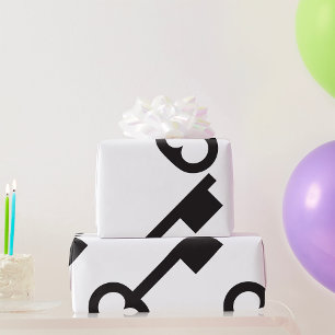 Minimalist Vintage Key Silhouette Wrapping Paper