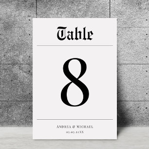 Minimalist Vintage Newspaper Style Elegant Wedding Table Number