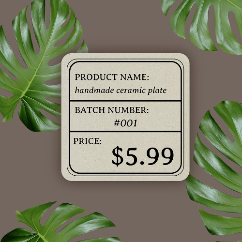 Minimalist Vintage Product Price Tag Sticker