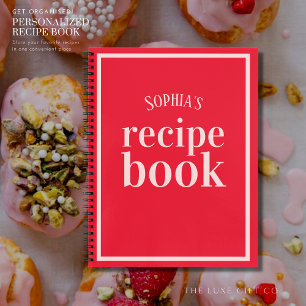 Minimalist Vintage Red and Pink Blank Recipe Notebook