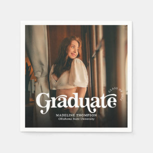Minimalist Vintage Retro Photo Graduation Napkins