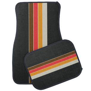 Minimalist Vintage Retro Stripes Car Floor Mat