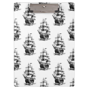 Minimalist Vintage Sailing Ship Pattern Design  Clipboard