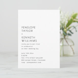 Minimalist Vintage Typography Black White Wedding Invitation
