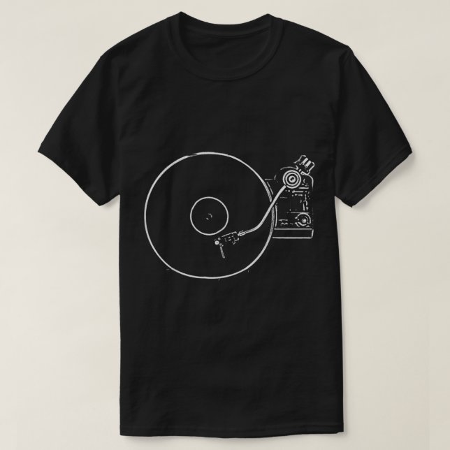 Minimalist Vinyl Record Player Art T-Shirt (Design Front)