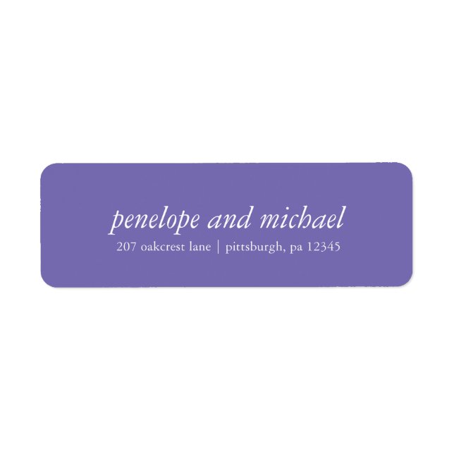 Minimalist Violet and White Wedding Address Labels (Front)