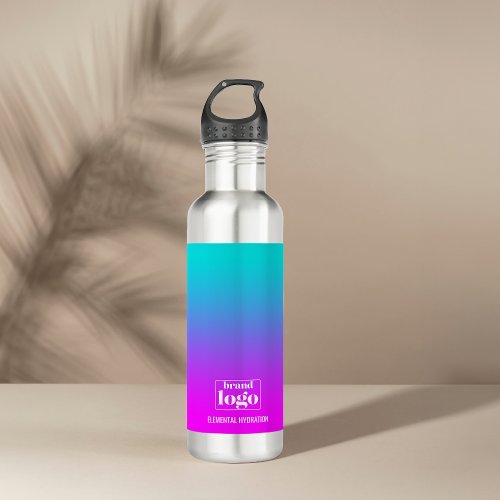 Minimalist Violet Aqua Gradient Elemental Logo Stainless Steel Water Bottle