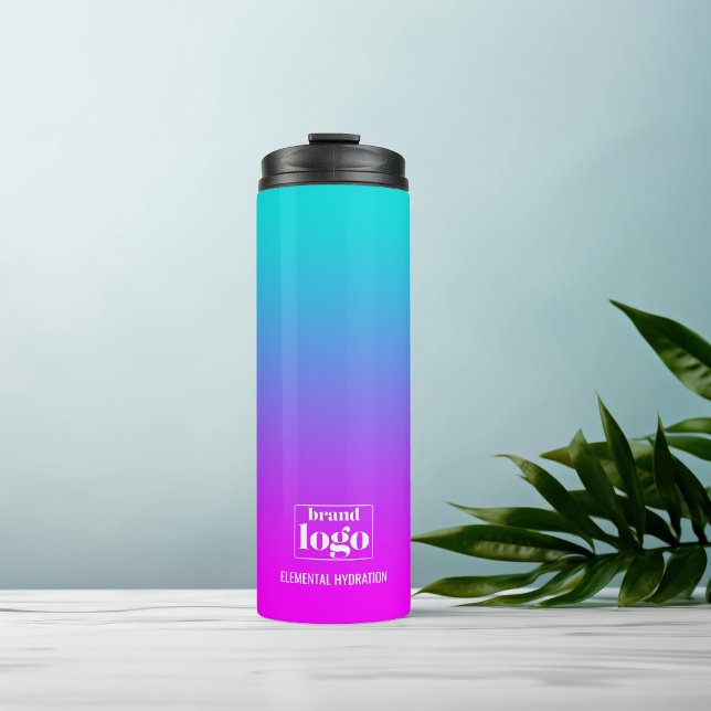 Minimalist Violet Aqua Gradient Elemental Logo Thermal Tumbler (Creator Uploaded)