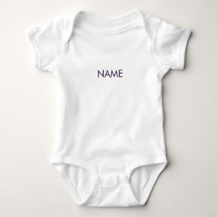 Minimalist violet custom name text monogram baby bodysuit