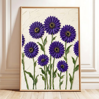 Minimalist Violet Gerbera Daisy Wall Art Canvas Pr