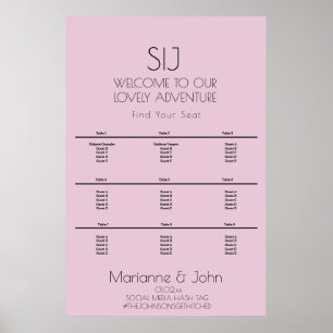 Minimalist Violet Pink Wedding Logo Seating Chart