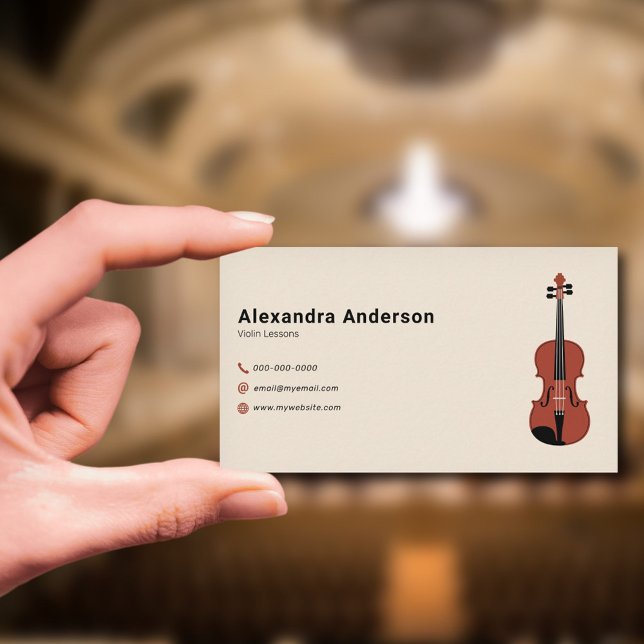 Minimalist Violin Teacher Business Card (Violin Teacher Business Card)