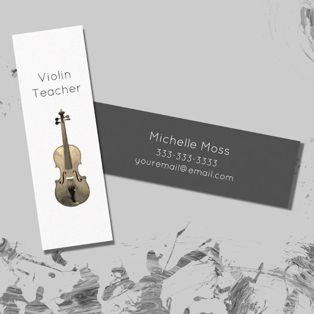 Minimalist Violin Teacher Musical Instrument  Mini Business Card (Creator Uploaded)