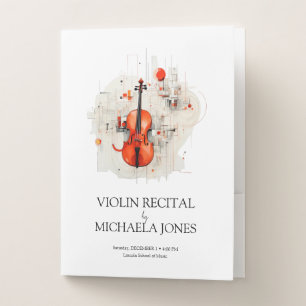 Minimalist Violinist Music Recital Notes Pocket Folder