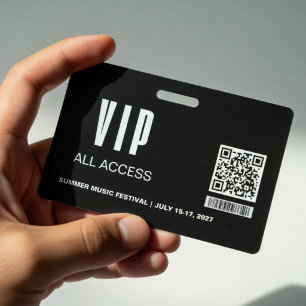 Minimalist VIP All Access Pass Badge Template 