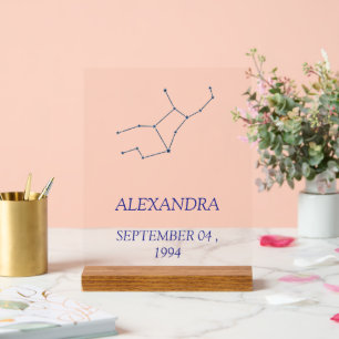 Minimalist Virgo Constellation Acrylic Sign - Pers