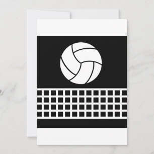 Minimalist Volleyball and Net Black and White Invitation