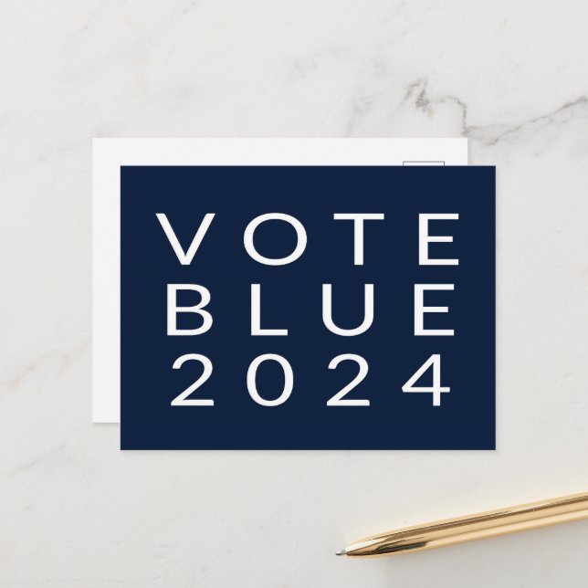 Minimalist Vote Blue Kamala Harris 2024 Postcard (Front/Back In Situ)