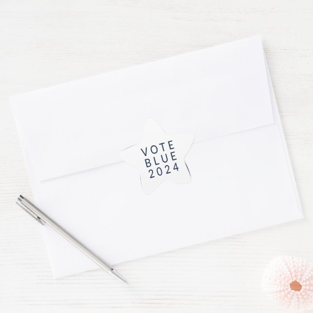 Minimalist Vote Blue Kamala Harris 2024 Star Sticker (Envelope)