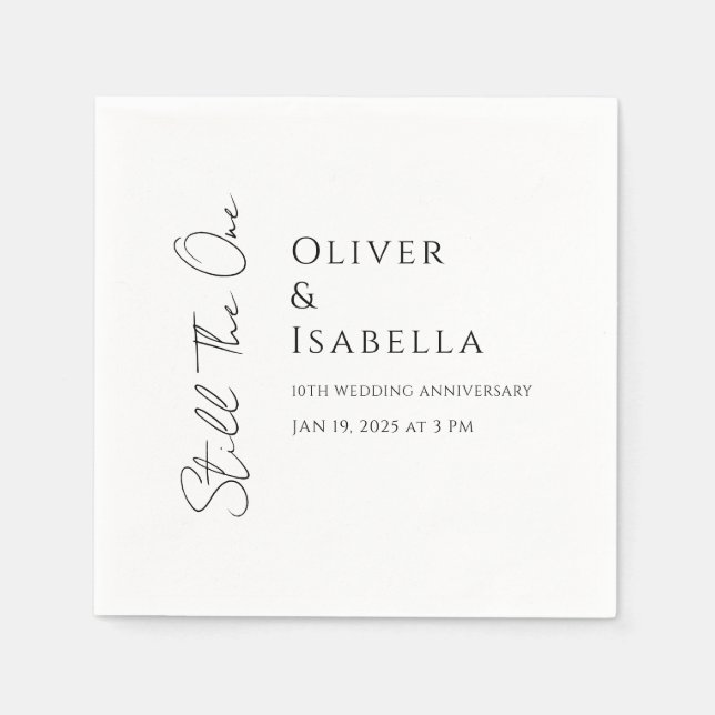 Minimalist vow renewal 10th wedding anniversary napkins (Front)