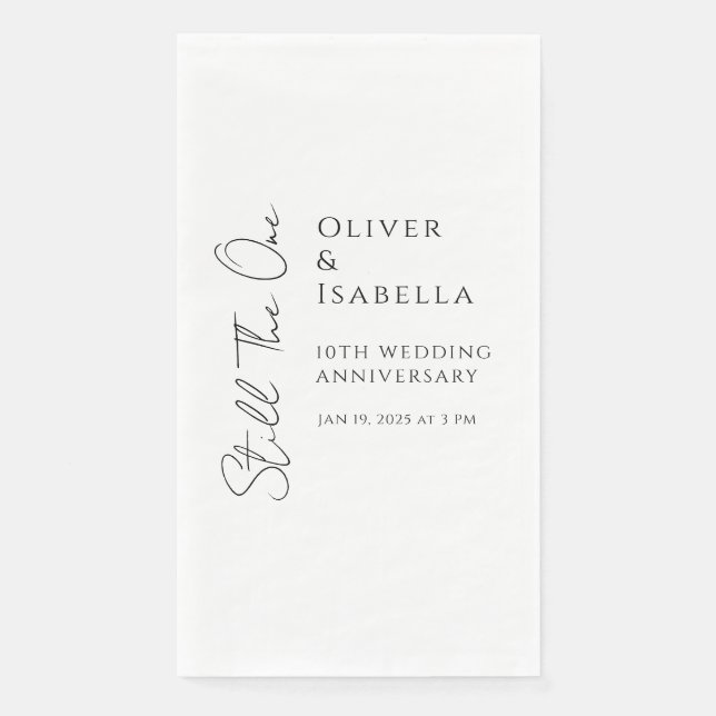 Minimalist vow renewal 10th wedding anniversary paper guest towels (Front)