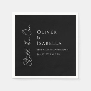 Minimalist vow renewal 25th wedding anniversary napkins
