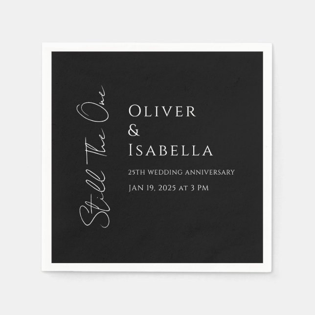 Minimalist vow renewal 25th wedding anniversary napkins (Front)