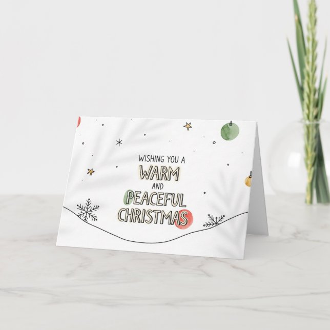 Minimalist Warm and Peaceful Christmas Art Holiday Card (Front)