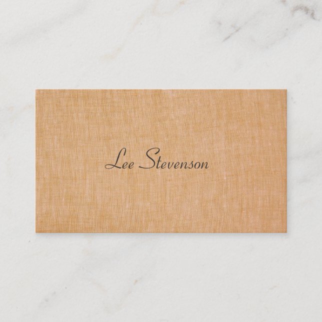 Minimalist Warm Linen Classy Business Card (Front)