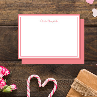 Minimalist warm muted pink, 2 Borders, signature Note Card