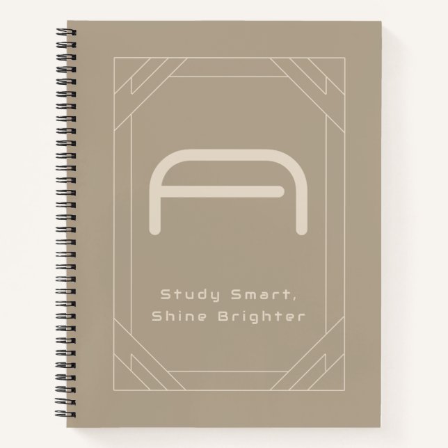 Minimalist Warm Taupe Neutral Monogram Notebook (Front)