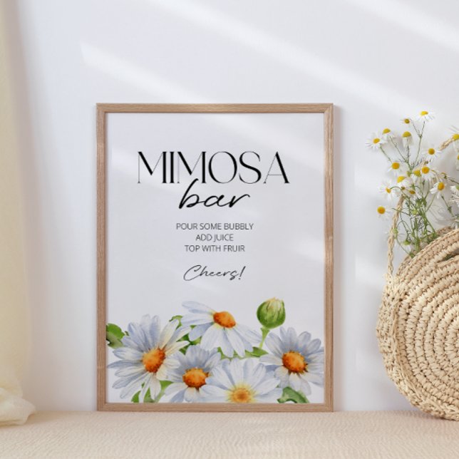 Minimalist Watercolol Daisy Mimosa Bar Sign (Creator Uploaded)