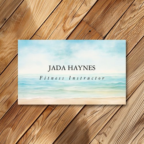 Minimalist Watercolor Beach Ocean Chic Simple Business Card