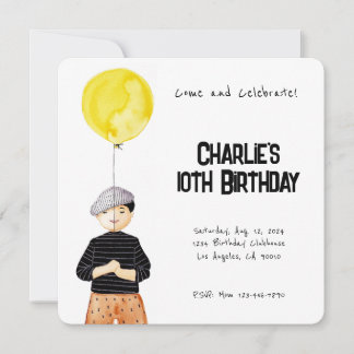 MINIMALIST WATERCOLOR BIRTHDAY INVITATION FOR BOYS