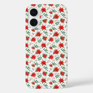 Minimalist Watercolor Botanical Poinsettia iPhone 16 Case