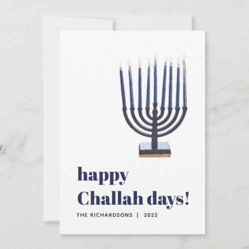 Minimalist Watercolor Candle Hanukkah  Holiday Card