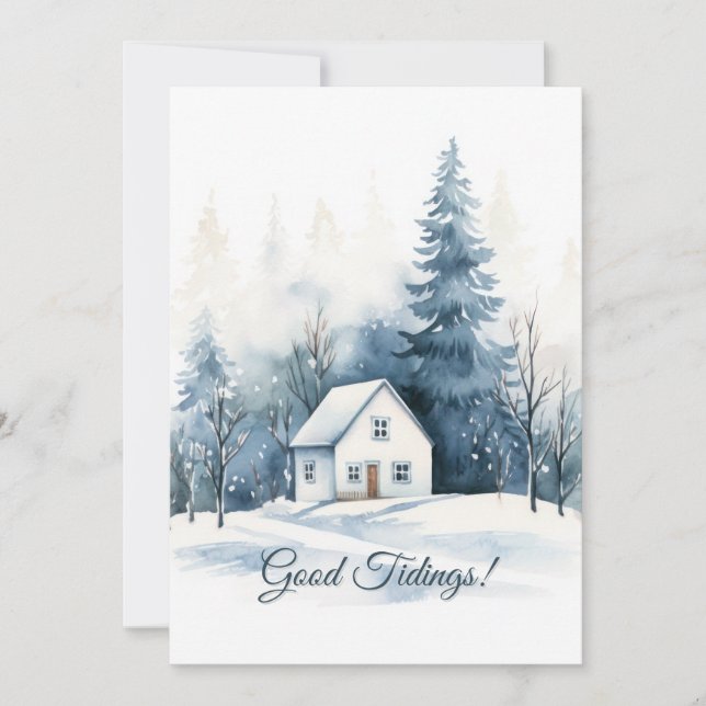 Minimalist Watercolor Christmas SeasonHoliday Card (Front)