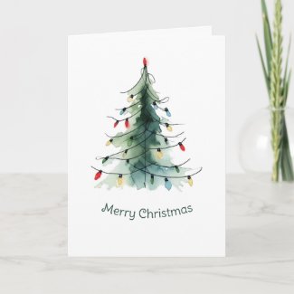 Minimalist Watercolor Christmas Tree