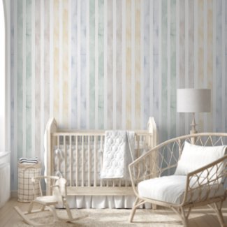 Minimalist Watercolor Colorful Striped Nursery