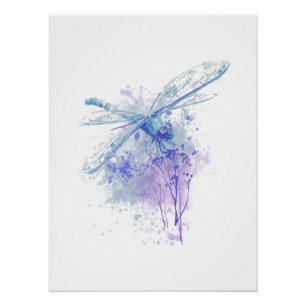 Minimalist Watercolor Dragonfly Farmhouse Print