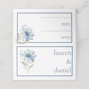 Minimalist Watercolor Dusty Blue Wedding  Place Card