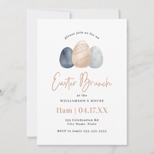 Minimalist Watercolor Easter Egg Brunch Invitation