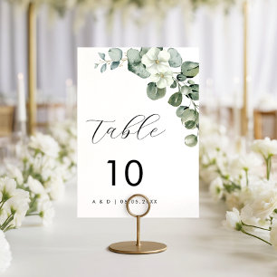 Minimalist Watercolor Eucalyptus Floral Wedding    Table Number