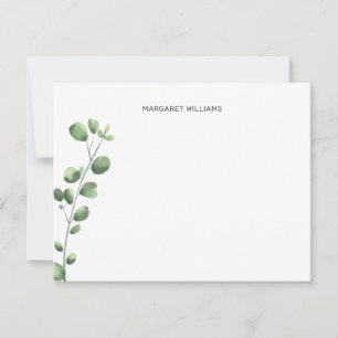 Minimalist Watercolor Eucalyptus Monogrammed Thank You Card