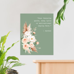 Minimalist Watercolor Floral Custom Quote Poster